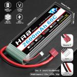 HRB 2pcs 4S 2600mAh Lipo Battery 60C 14.8V RC Lipo Battery Compatible with RC Car RC Airplane RC Truck RC Boat