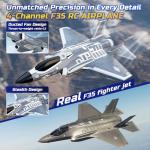 DEERC F35 4 Channel Brushless RC Plane for Adults Remote Control Airplane EDF Fighter Jet,2.4GHz 6-axis Gyro Stabilizer EPP RTF Hobby Glider Aircraft Plane Easy to Fly for Advance Player