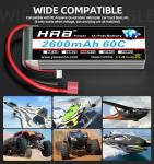 HRB 2pcs 4S 2600mAh Lipo Battery 60C 14.8V RC Lipo Battery Compatible with RC Car RC Airplane RC Truck RC Boat