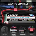 HRB 2pcs 4S 2600mAh Lipo Battery 60C 14.8V RC Lipo Battery Compatible with RC Car RC Airplane RC Truck RC Boat