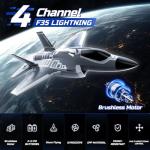 DEERC F35 4 Channel Brushless RC Plane for Adults Remote Control Airplane EDF Fighter Jet,2.4GHz 6-axis Gyro Stabilizer EPP RTF Hobby Glider Aircraft Plane Easy to Fly for Advance Player