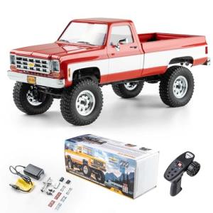 FCX18 FMS 1/18 Chevrolet K10 RC Truck, Officially Licensed 4WD RC Crawler 2 Speeds Switch with LED Lights, Off-Road RC Model for Adults (Red)