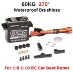 GOTECK 60KG Brushless Digital Servo,High Voltage 14V Metal Gear Waterproof Steering Servo with 25T Servo Horn for 1/8 1/10 RC Crawler Car,Robot,Boat,Truck Robot Parts (GB6011MG-270°)