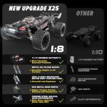 Hosim Mini 1:8 Rc Truck for Adults, Vortan Brushless Rc Truck Gas Powered Rc Cars for Adults Fast Rc Car 50MPH, All Terrain Remote Control Car for Adults Hobby Rc Car Monster Truck 4WD with 3S Battery