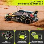 CROBOLL 1/10 Brushless Carbon Fiber RC Drift Cars for Adults with Gyro, Max 50 mph Fast RC Rally Car, 2.4Ghz All Terrain Remote Control Car 4x4 Hobby RTR RC Truck with 3S Battery