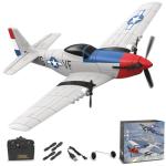 ANBURI RC Plane for Beginners, P51 Remote Control Airplane for Adults, 2.4GHz 3 Channel Fighter Featuring 6 Axis Gyro Stabilizer Comes with 2 Batteries, Easy to Fly