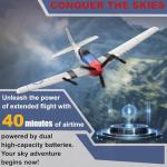 ANBURI RC Plane for Beginners, P51 Remote Control Airplane for Adults, 2.4GHz 3 Channel Fighter Featuring 6 Axis Gyro Stabilizer Comes with 2 Batteries, Easy to Fly