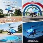 DEERC DE23 Remote Control Helicopter, RC Helicopters with 7 Colors Light, 2 Modular Battery for 24 Min Play, Altitude Hold, One Key take Off/Landing, 2.4GHz Aircraft Indoor Flying Toy for Boys Girls
