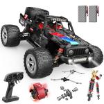 DEERC 1/10 Brushless RC Cars for Adults, 60 KMH 4x4 Off-Road RC Truck, Waterproof Remote Control Monster Truck, High Speed RC Car, All Terrain Remote Control Car for Boys, 2 * 3S Lipo Batteries