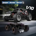 DEERC 1/10 Brushless RC Cars for Adults, 60 KMH 4x4 Off-Road RC Truck, Waterproof Remote Control Monster Truck, High Speed RC Car, All Terrain Remote Control Car for Boys, 2 * 3S Lipo Batteries