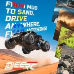 DEERC 1/10 Brushless RC Cars for Adults, 60 KMH 4x4 Off-Road RC Truck, Waterproof Remote Control Monster Truck, High Speed RC Car, All Terrain Remote Control Car for Boys, 2 * 3S Lipo Batteries