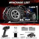 DEERC 1/10 Brushless RC Cars for Adults, 60 KMH 4x4 Off-Road RC Truck, Waterproof Remote Control Monster Truck, High Speed RC Car, All Terrain Remote Control Car for Boys, 2 * 3S Lipo Batteries