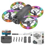 Mini Drone for Kids and Beginners With Cool LED Light - Drone with Camera 1080HD, 3D Flip, Altitude-Hold, Headless Mode, 3 Speed Modes, Easy to fly Kids Gifts Toys With 2 Batteries for Boys and Girls(Grey)