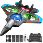 4DRC V32 Foam Remote Control Airplanes with 3 Batteries, RC Planes for Kids Adults 8-16, RC Airplane Fighter Jet with Light, 360° Flip Fighter Jet Toys, Stunt Roll, Airplane Toy Gifts for Kids Boys