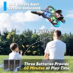 4DRC V32 Foam Remote Control Airplanes with 3 Batteries, RC Planes for Kids Adults 8-16, RC Airplane Fighter Jet with Light, 360° Flip Fighter Jet Toys, Stunt Roll, Airplane Toy Gifts for Kids Boys