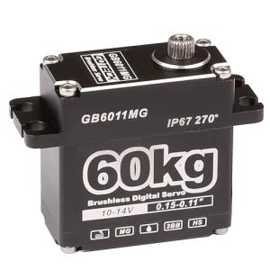 GOTECK 60KG Brushless Digital Servo,High Voltage 14V Metal Gear Waterproof Steering Servo with 25T Servo Horn for 1/8 1/10 RC Crawler Car,Robot,Boat,Truck Robot Parts (GB6011MG-270°)