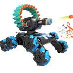 Eulogia RC Tank That Shoots, 8WD Remote Control Monster Truck with 20 Bullets | Dance, Spray, Music, Sound, 360° Rotation & Drift | All-Terrain Stunt Truck for Boys 8-12