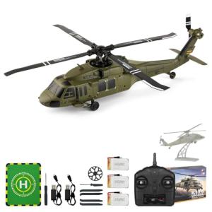 CKYSCHN UH60L Blackhawk RC Helicopter Brushless 4CH, WLtoys K170 Remote Control Helicopter for Adults, 6-Axis Gyro 2.4G RC Aircraft 3 Batteries