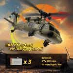 CKYSCHN UH60L Blackhawk RC Helicopter Brushless 4CH, WLtoys K170 Remote Control Helicopter for Adults, 6-Axis Gyro 2.4G RC Aircraft 3 Batteries