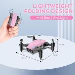 Drones for Kids with Camera, Mini RC Quadcopter Toy with Foldable Wings, Voice & Gesture Control, Altitude Hold, Full Propeller Guard, 2 Batteries, Birthday Gifts for Boys and Girls Ages 8-14 (Pink)
