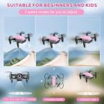 Drones for Kids with Camera, Mini RC Quadcopter Toy with Foldable Wings, Voice & Gesture Control, Altitude Hold, Full Propeller Guard, 2 Batteries, Birthday Gifts for Boys and Girls Ages 8-14 (Pink)