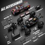 Hosim 1/10 RC Cars for Adults 62+KMH, Brushless Remote Control Car Fast, 2S Bettery RC Monster Trucks 4X4 Waterproof Off Road