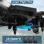 Remote Control Drone for Kids, Gesture RC Stealth Raptor Airplane, Quadcopter Fighter Jet with Light/Spray/360° Flip, Beginner Big RC Plane Toy for Boys Christmas Gifts (3 Batteries/984ft)