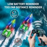 RC Boat 2 Pack Remote Control Boats for Kids & Adults,15KM/H Twin-Screw Waterproof RC Boats with 2.4GHz Remote,LED Lights, One-Key Flip,Dual Speed Modes,4 Rechargeable Batteries,Pool & Lake Racing Toy