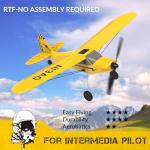 VOLANTEXRC RC Plane Trainer Sport Cub 3CH Remote Control Airplane with Prop Saver, 6-Axis Gyro Stabilizer & 3 Modes to Fly, Radio Controlled Aircraft RTF for Beginners, Kids and Adults (400mm,Yellow)
