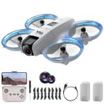 RC Small Drone with Dual Cameras, Propeller Guard, Altitude Hold, One-Key Takeoff, 3D Flips, 2 Batteries, Intelligent Obstacle Avoidance, Remote Control Helicopter Airplane, Hovering, APP Control, LED Lights, for Beginners FPV Palm Takeoff Mini Quadcopter (Gray)