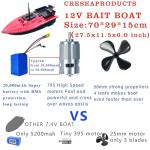 CRESEAPRODUCTS High Speed RC Fishing Bait Boat for Ocean Lake Fishing, 500M Range, 4.5KG Load, Cruise Control