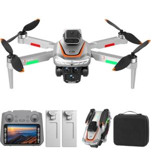 Drone with Camera for Adults 4K, RC Drones with LCD Screen Controller, LED Lights, Brushless Motors Quadcopter for Beginners, Stable Hover, Waypoint Fly, One-Key Takeoff/Landing