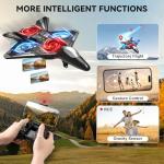 4DRC V31 RC Plane with Camera, Foam Remote Control Drones with Camera for Kids Adults 8-12 12-16, Remote Control Airplane Fighter Jet with Light, 360° Flip Fighter Jet Toy