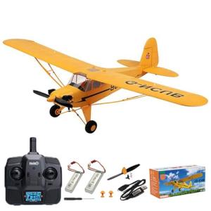 Park10 Toys RC Plane Upgrade 5 Channels 3D/6G J3-CUB RC Airplane for Adults 1406 Brushless Motor Outdoor Stunt RC Glider with Spare Propeller and 2 Batteries (Yellow)