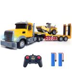 Remote Control Semi Truck Toy For Kids - 1:24 RC Semi-trailer Engineering Tractor With Sound And Lights, Trailer Truck Toy With Inertia Roller, Construction Vehicles For Boys & Girls 3-8 Years Old