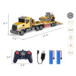 Remote Control Semi Truck Toy For Kids - 1:24 RC Semi-trailer Engineering Tractor With Sound And Lights, Trailer Truck Toy With Inertia Roller, Construction Vehicles For Boys & Girls 3-8 Years Old