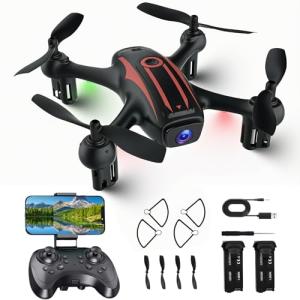 Drone with Camera 1080P HD, Remote Control Mini Drones for Kids and Adults, RC Quadcopter with One-Key Takeoff/Landing, Altitude Hold, 3D Flip, Gesture Selfie, 2 Batteries Drone for Boys and Beginners