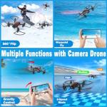 Drone with Camera 1080P HD, Remote Control Mini Drones for Kids and Adults, RC Quadcopter with One-Key Takeoff/Landing, Altitude Hold, 3D Flip, Gesture Selfie, 2 Batteries Drone for Boys and Beginners