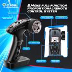 sanherb 1:18 Scale All Terrain RC Cars, 40 KPH High Speed 4WD Electric Vehicle with 2.4 GHz Remote Control, 4X4 Waterproof Off-Road Truck with Two Rechargeable Batteries