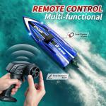 Remote Control Boat for Kids & Adults,35KM/H High Speed Waterproof RC Boat with 2.4GHz Remote,LED Lights,Automatic flip,Water cooling,Low Battery &Out-of-Range Alarm,2 Batteries for Pool & Lake Racing