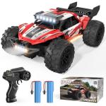 Scientoy Remote Control Car, 30+KPH High Speed 4WD RC Cars, 2.4GHz Monster Truck Toys for Boys Age 6-8-12, 1:18 RC Truck with 2 Rechargeable Batteries & LED Lights, Birthday Gifts for Adults Kids