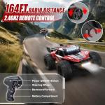 Scientoy Remote Control Car, 30+KPH High Speed 4WD RC Cars, 2.4GHz Monster Truck Toys for Boys Age 6-8-12, 1:18 RC Truck with 2 Rechargeable Batteries & LED Lights, Birthday Gifts for Adults Kids