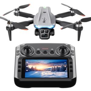 Skyvoyant Drone with Camera - 4.5 inch LCD RC Screen and Brushless Motor Drone for Adults/Kids, Foldable 1080P HD RC quadcopter. Waypoint Fly, Altitude Hold, One Key Take Off/Landing, Gesture Selfie, 3D Flip, Long Flight Time