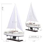 NAUTIMALL Wooden Catalina Yacht Model, 15x23 inch Sailboat Decor, Modern Luxurious Living Room Nautical Home Decoration Beach House Display