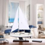 NAUTIMALL Wooden Catalina Yacht Model, 15x23 inch Sailboat Decor, Modern Luxurious Living Room Nautical Home Decoration Beach House Display