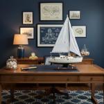 NAUTIMALL Wooden Catalina Yacht Model, 15x23 inch Sailboat Decor, Modern Luxurious Living Room Nautical Home Decoration Beach House Display