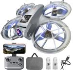 Drone with Camera - RC Quadcopter for Kids & Adults Beginners, with One Key Takeoff/Landing, Altitude Hold, Headless Mode, 3D Flip & Trajectory Flight, 3-Speed Mode, 2 Rechargeable Batteries & Carrying Case, Gray