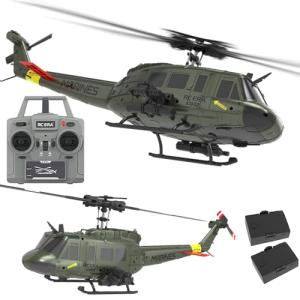 Ssccgym 315MM UH-1 Remote Control Helicopter Aircraft for Adults Expert 6CH C032 RC Heli Maintain Altitude Brushless Motor/Optical Flow Positioning/Fly Upside Down 3D Rolling (RTF 2Battery)
