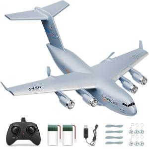 AIGIMU RC Airplane, RC Plane Ready to Fly, 2CH C-17 Remote Control Airplane with 6-axis Gyro Stabilizer Globemaster III Military Transport Aircraft for Beginners Boys Kids Adults