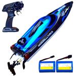 XDJXWJN 14 inch Big RC Boat Remote Control Boat for Kids and Adults, 25 KPH Fast RC Speed Boat with Two 1100mAh Batteries, Waterproof Toy Boats for Lakes Pools & River